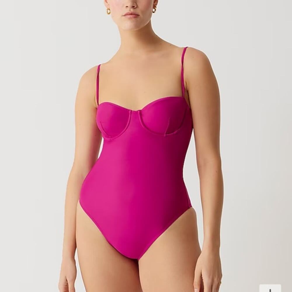 J.CREW Balconette French Inspired Purple One Piece Swim Suit SZ 4